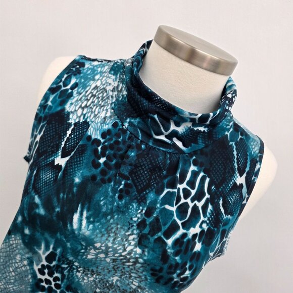 Vanity Womens Sleeveless Snakeskin Top L Teal/Black Mob Wife Indie Sleeze Y2K - Picture 5 of 11